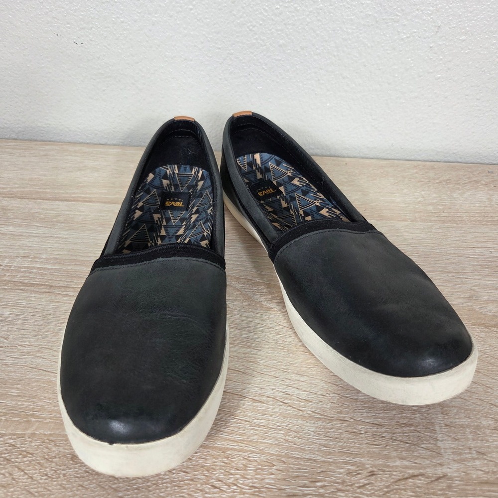 Teva Willow Black Leather Slip On Sneakers Women's 9 EU 40 1017150